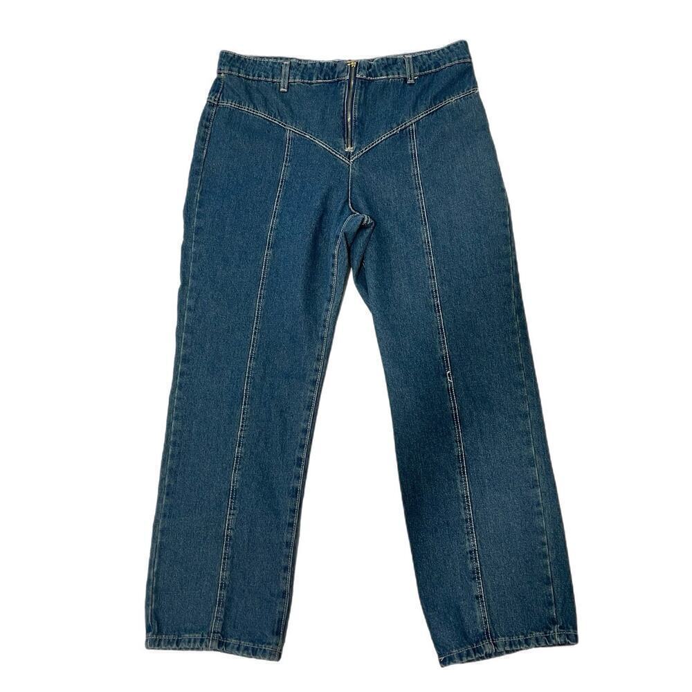 Vintage Cherokee Size 15 Straight Denim Blue Jeans Yoke Bare Back Wide Leg 90s